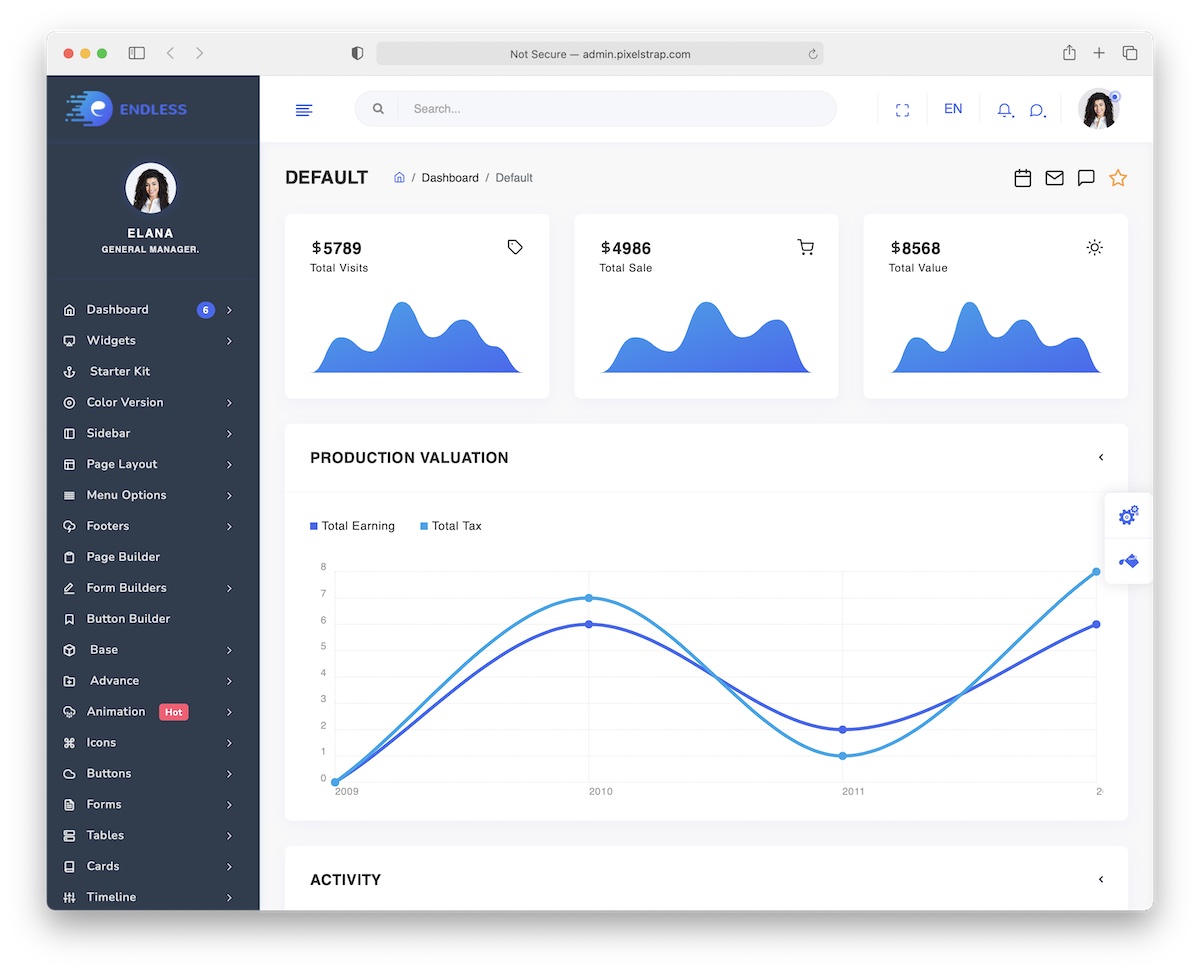 endless node-js dashboard