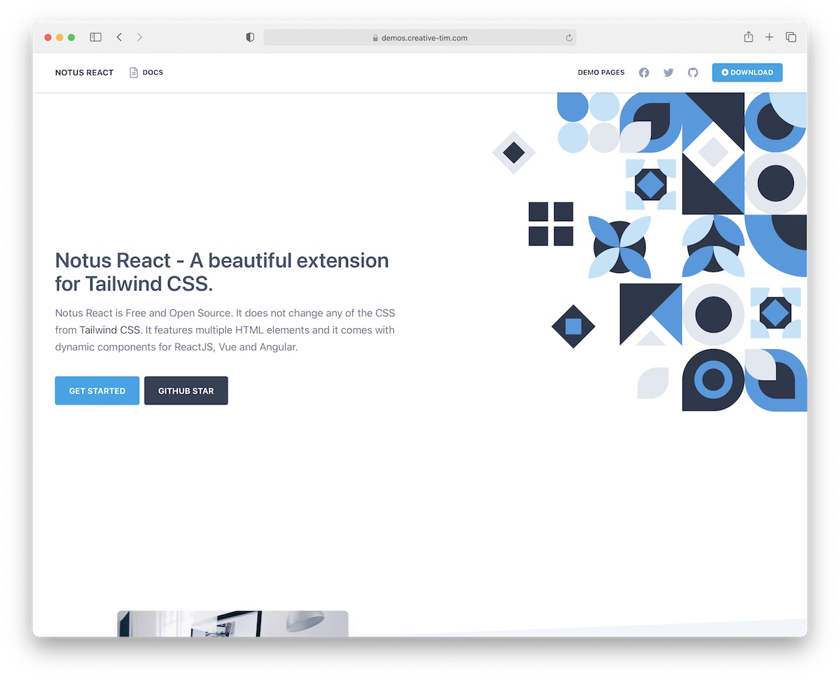 notus react tailwind css template