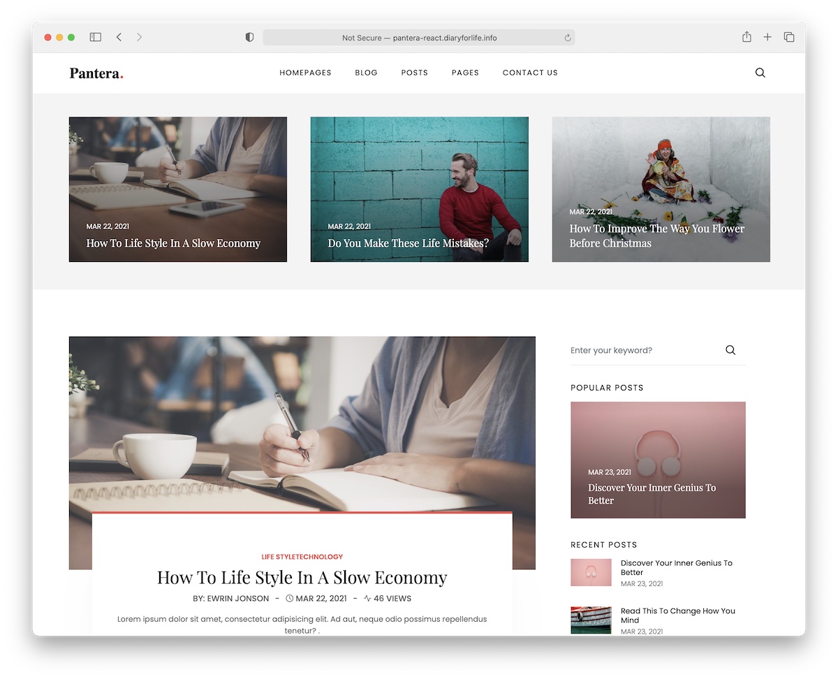 pantera bootstrap blog template