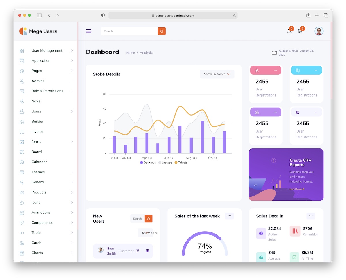 user management bootstrap dashboard